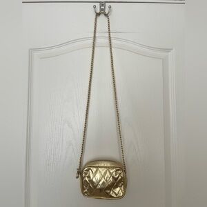 🛍️ 3 For $10🛍️ Sak’s Fifth Avenue Tiny Gold Quilted Crossbody Bag